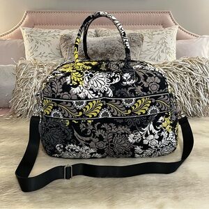 VERA BRADLEY Baroque 2010  Weekender Bag Y2K Black Yellow White Grey Travel